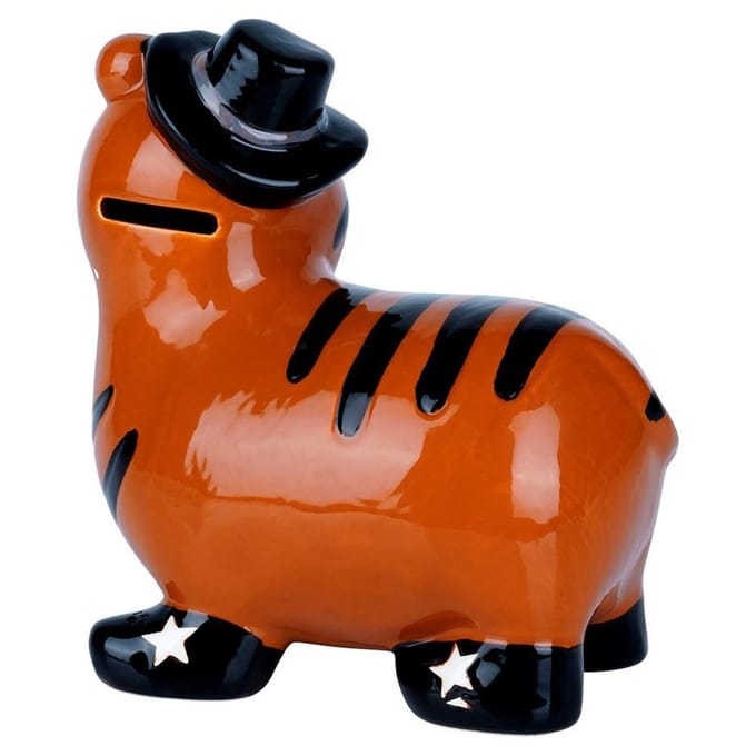 Vilde Serie - Keramische Spaarpot - Tijger - Decoratief - Oranje