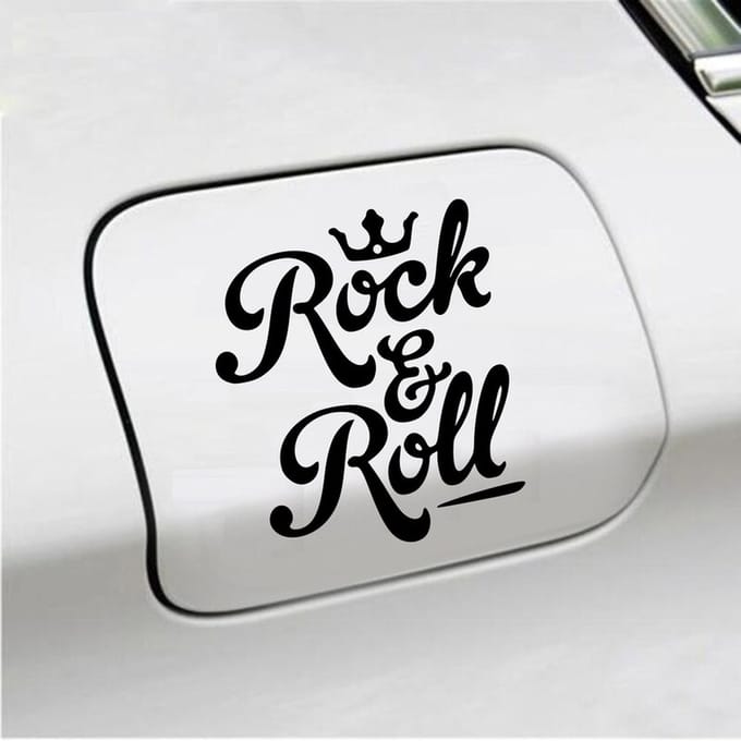 Bumpersticker - Rock & Roll - 11,3 X 13 - Zwart