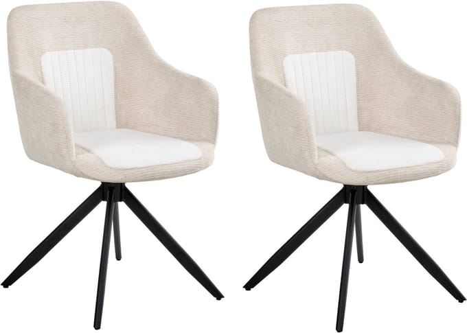 LIKELY - Eetkamerstoel set van 2 - Lichtbeige - Kunstleer
