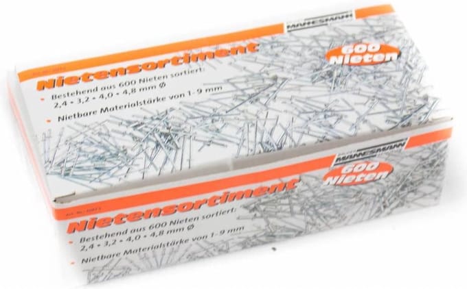Mannesmann popnagels - 600 stuks - Diameters 2.4 mm, 3.2 mm, 4 mm en 4.8 mm