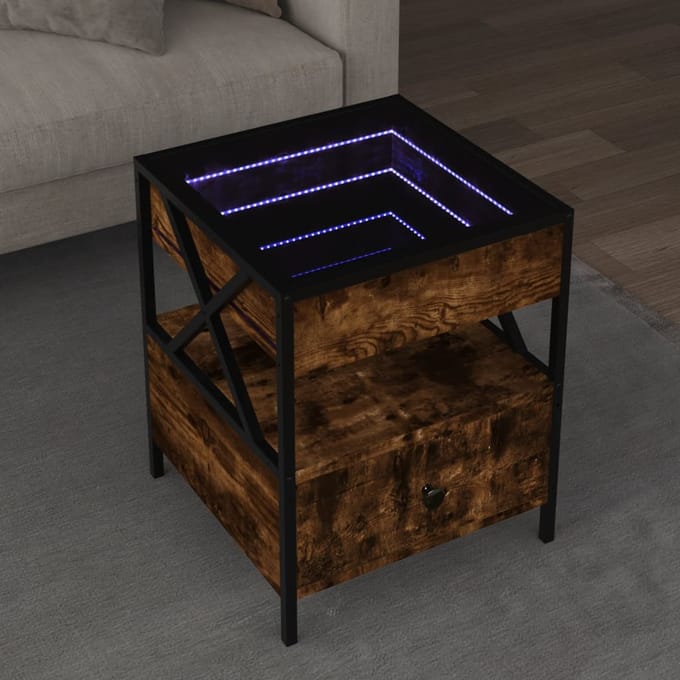 vidaXL - Salontafel - met - Infinity - LED - 40x40x51 - cm - gerookt - eikenkleurig