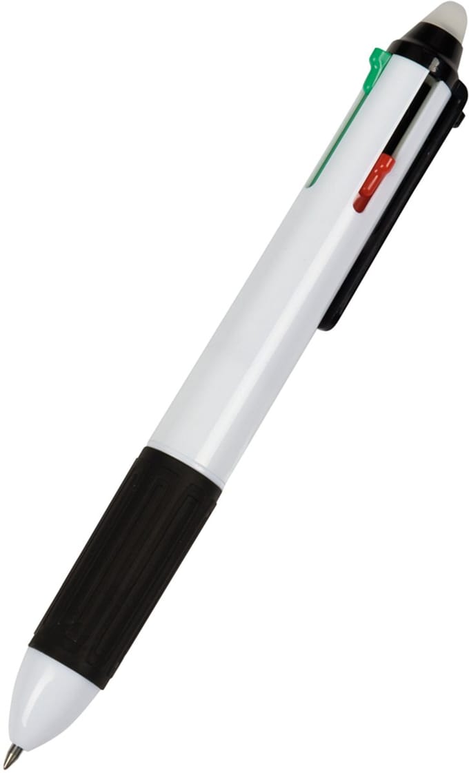 WEDO Vierkleuren balpen, uitwisbaar, wit