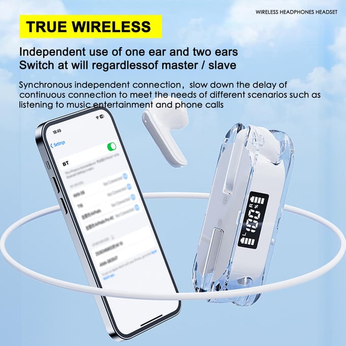 Casque BT sans fil transparent à faible consommation d'énergie semi-intra-auriculaire TM50 Rose rose
