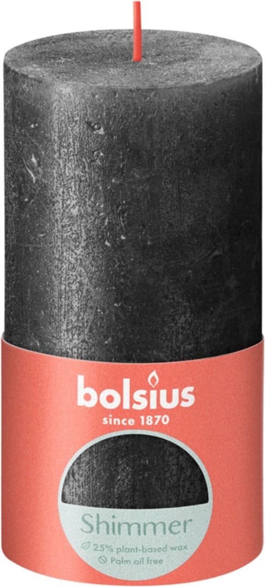 Bolsius Rustiek kaars 130/68 antracite