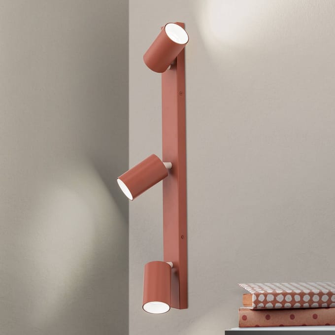 ORION Penn plafondspot, koraalrood, lengte 60 cm, aluminium