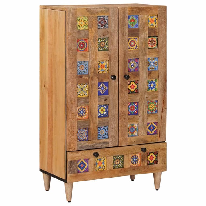 vidaXL - Highboard - Naturel - 60 - x - 33,5 - x - 100 - cm - Massief - Mango - Hout