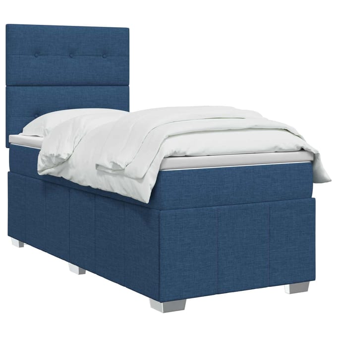 vidaXL - Boxspringbed - met - matras - met - hoofdeinde - Blauw - 100 - x - 200 - cm - Stof
