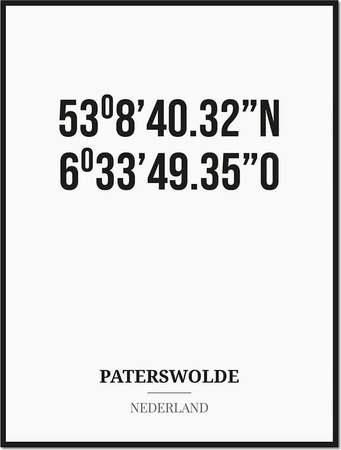 Poster/kaart PATERSWOLDE met coördinaten