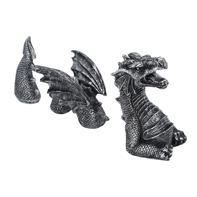 Drakenbeeld 3-delig Waterdichte Hars Levensachtig Decoratief Drakenbeeld Ornament voor Bureau Vis black
