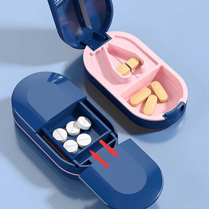 Séparateur de pilules Portable, séparateur de stockage de médicaments, séparateur de tablette, trancheur de coupe, étuis à pilules à domicile, distributeur boîte à pilules blanc
