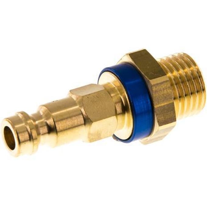 Messing DN 5 Blauw-Coded Luchtkoppeling Insteeknippel G 1/4 inch Buitendraad