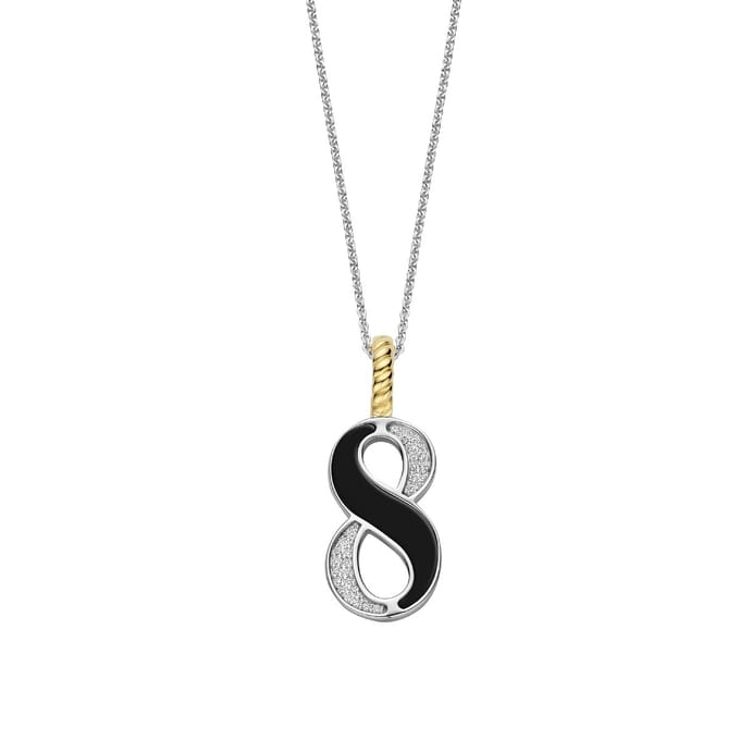 TI SENTO Dames Hanger - 925 zilver - Cijfer 8 - Zwart - 6841BL_8