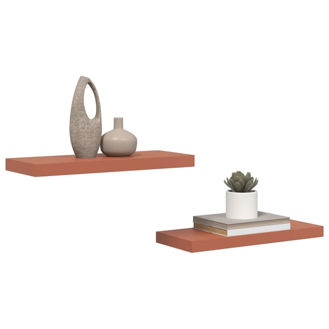 vidaXL - Wandplank - 2 - st - Rood - 60 - x - 23,5 - x - 3,8 - cm - Bewerkt - hout