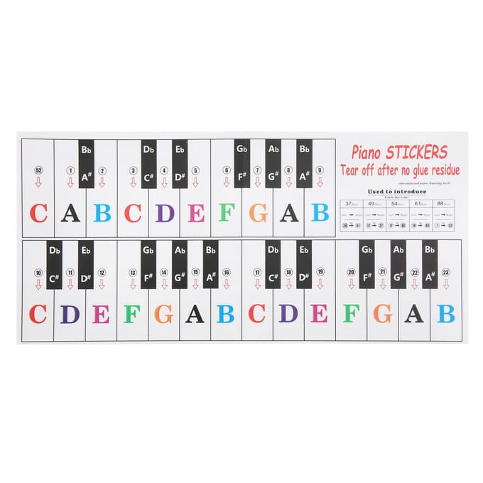 Autocollant Touche de Piano Orgue Électronique Clavier Universel Notation Transparente Auto-Adhésif black