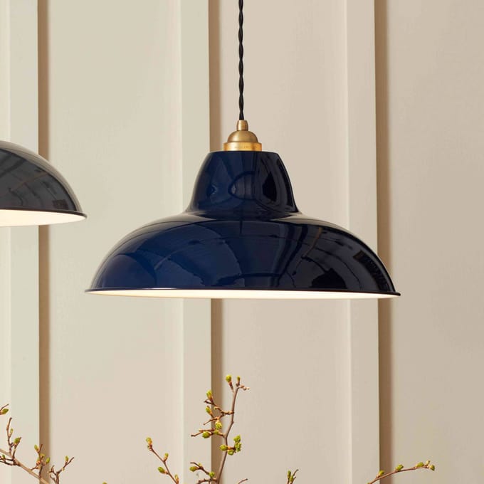 Anglepoise Original 1227 Messing Midi Wide Hanglamp Inkt Blauw