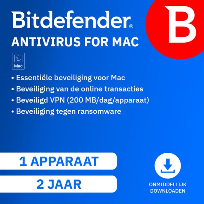 Bitdefender Antivirus voor Mac - 24 maanden/1 apparaat - NL - Mac Download
