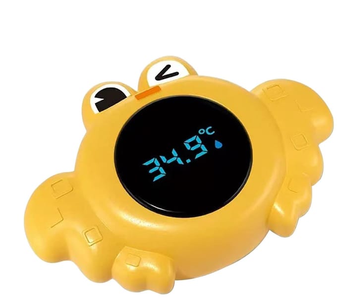 Kinderbad thermometer - Water temperatuur meter - Veilig badderen - Digitale weergave - 12 cm - Krab-geel