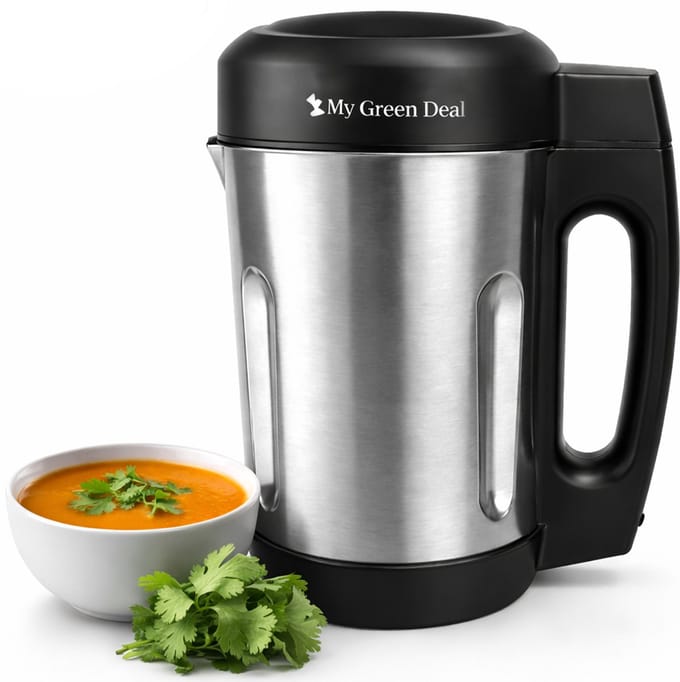 My Green Deal - Soepmaker 2 Liter - 1000 Watt - 6 programma's - Timer Display - RVS/ Zwart - ook geschikt als Blender