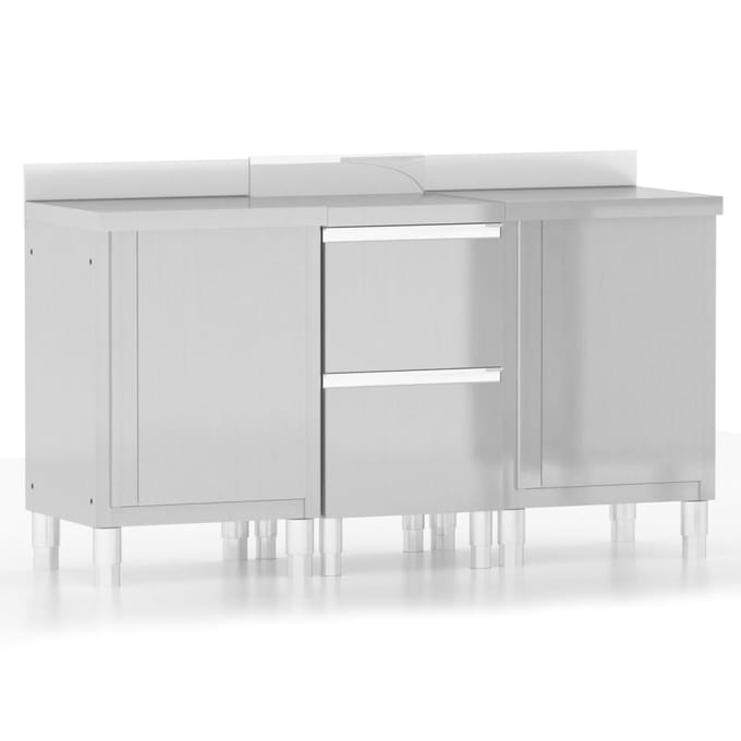 vidaXL - Commerciële - Keukenkasten - 3 - stuks - Roestvrij - Staal