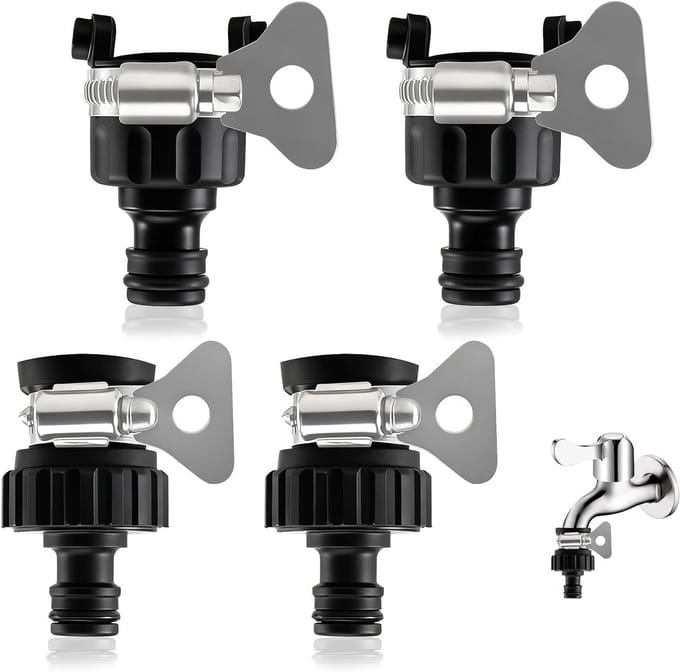 Universele 16mm Slangconnector Set van 4 Stuks, Waterdichte Tuinslang Adapter voor Camping, Motorhome en Tuingebruik