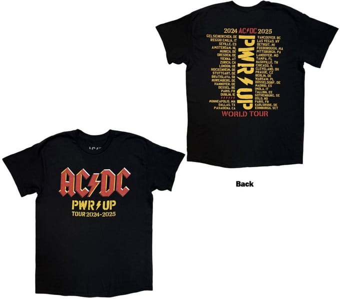 AC/DC - PWRUP Logo World Tour '24'25 Heren Tshirt - M - Zwart