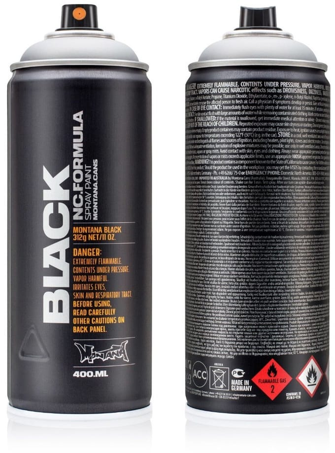 Montana BLACK Outline silver spuitbus 400ml