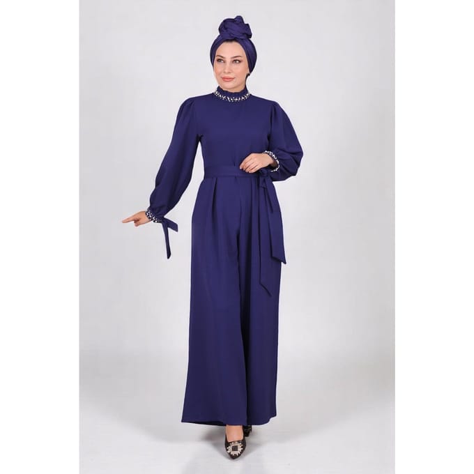 Parel Detailed Jumpsuit-jurk Indigo