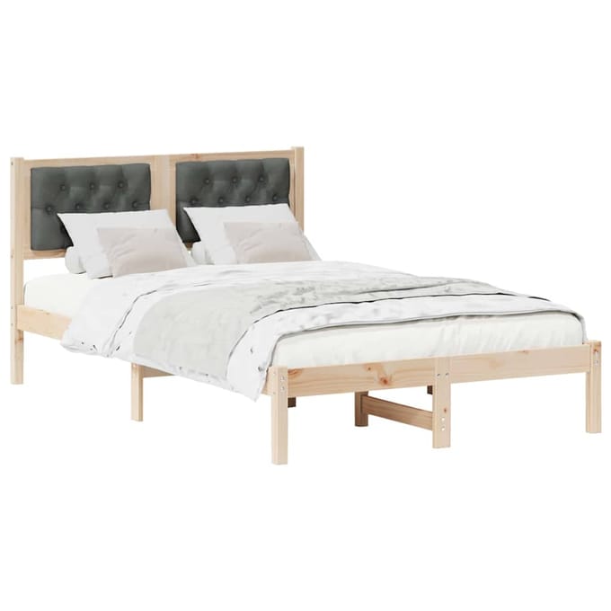 vidaXL - Bedframe - Donkergrijs - 135 - x - 190 - cm - Massief - grenenhout