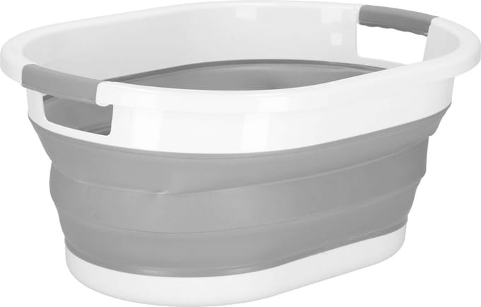 Springos Wasmand - Opvouwbare Wasmand - Ovaal - 24L - Grijs/Wit