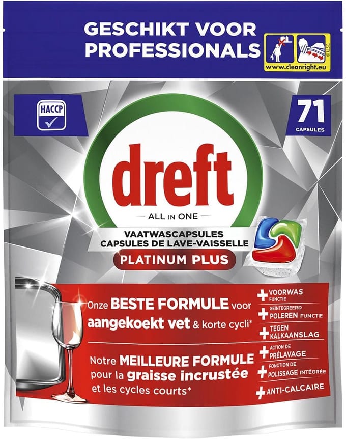 Dreft Platinum Plus Regular vaatwascapsules 1x71 stuks Voordeelverpakking