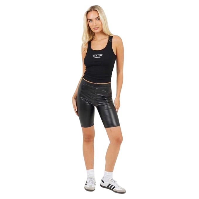 Brave Soul Dames/Dames Leren Effect Fietsshort (Zwart)