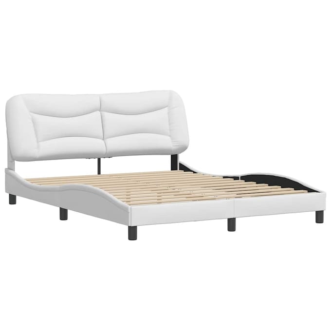 vidaXL - Bedframe - zonder - matras - "Hvar" - kunstleer - wit - 160x200 - cm