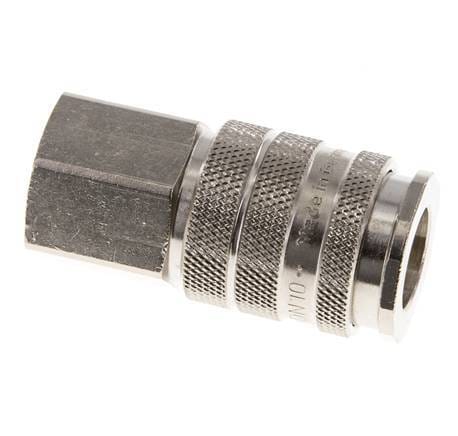 Vernikkeld Messing DN 10 Luchtkoppeling Snelkoppeling G 1/4 inch Binnendraad Double Shut-Off - CLS10-F-BN-SV-014