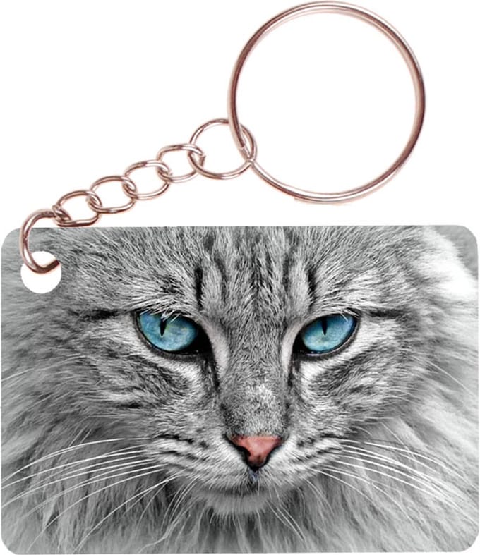 Sleutelhanger 6x4cm - Noorse Boskat Grijs