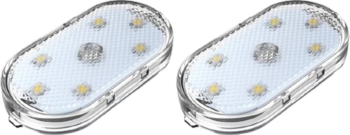 LED-verlichting 2-pack auto LED-interieurverlichting, 7 kleuren auto sfeerverlichting, USB oplaadbare auto leeslampjes, draagbaar