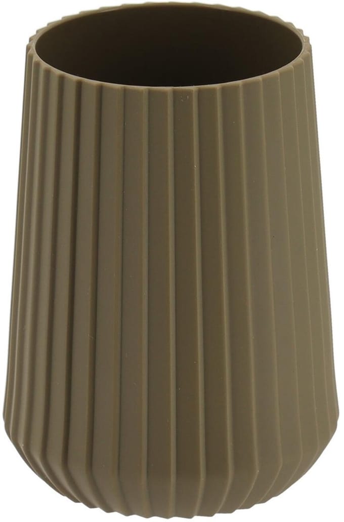 Tendance tandenborstel houder/beker striped - groen - 220ml - D8 x H11 cm - rubber/bamboe