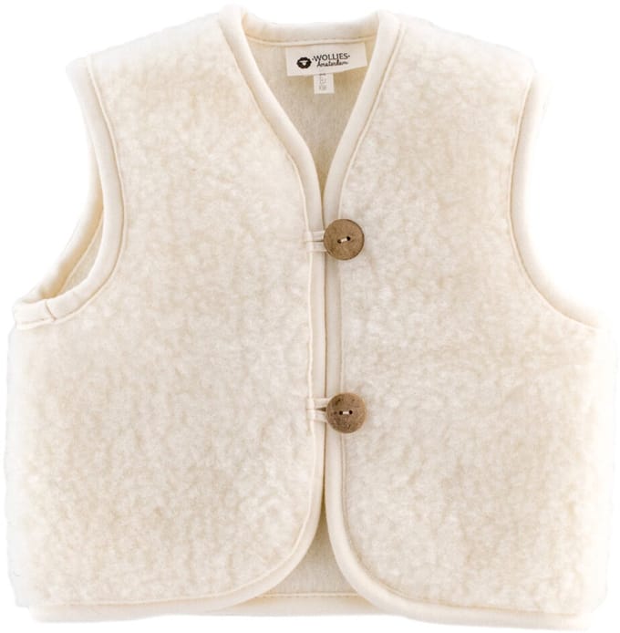 WOLLIES Amsterdam - Wollen Kinder Vest - 100% Merino Wol - 128-134 - Wit