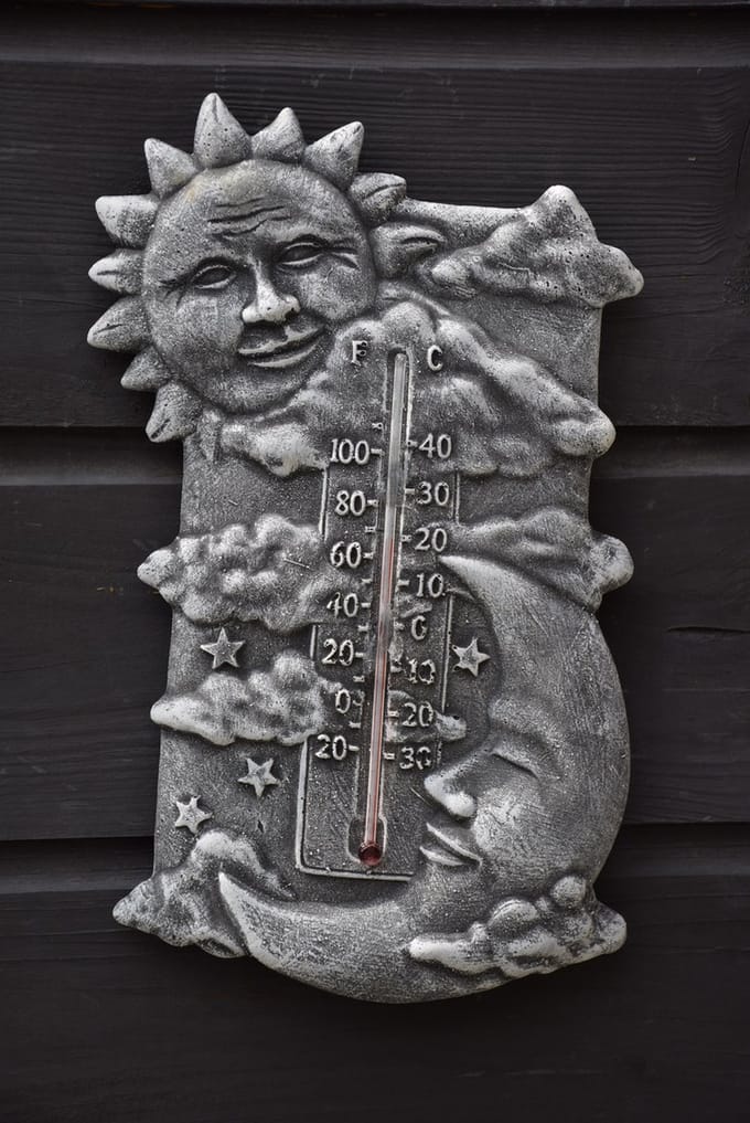 Thermometer met zon, om op te hangen