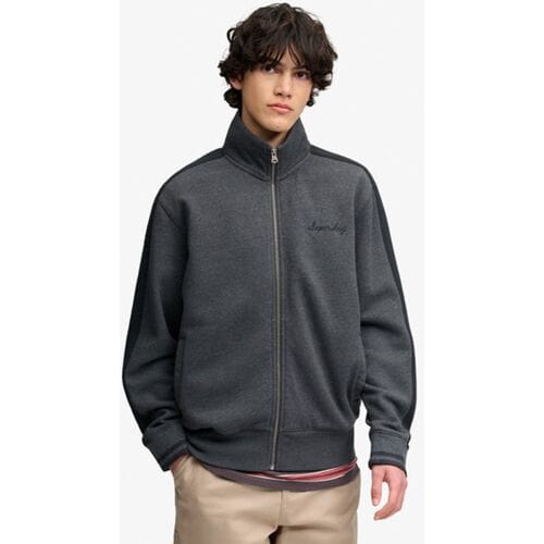 Superdry Satin Applique Track Top Relaxed Pasvorm Dark Grey Grootte: S