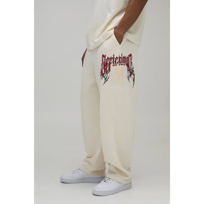 Balloon Fit Gewassen Gothic Naaddetail Jogger | Stone | Size Medium