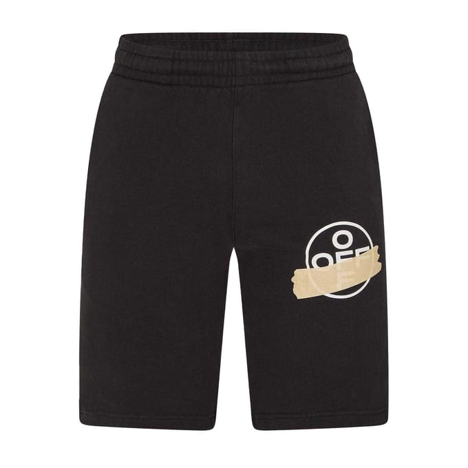 Off White Heren Relaxed Fit Lounge Sweat Shorts (Zwart/Beige)