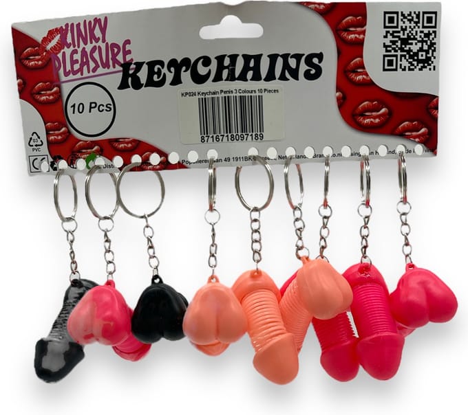 Sleutelhanger met Uitrekbare Willy 10 Stuks