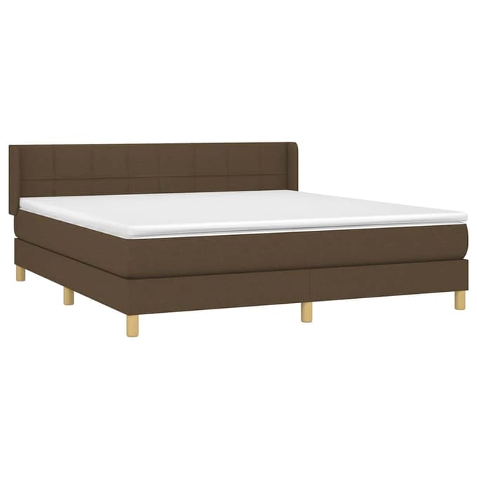 vidaXL - Boxspring - met - matras - stof - donkerbruin - 160x200 - cm