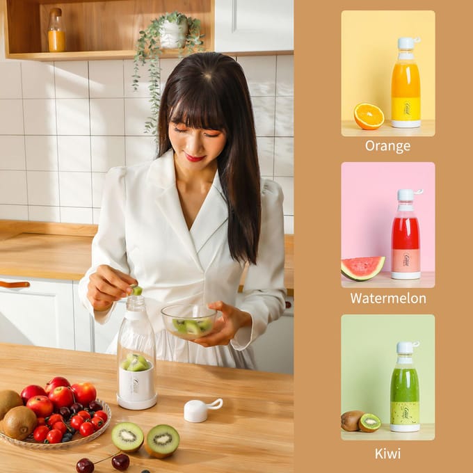 300mL Draagbare Juicer Elektrische Mixerbeker Met Riem USB Smoothie Blender Shakes Handheld Fruit wit