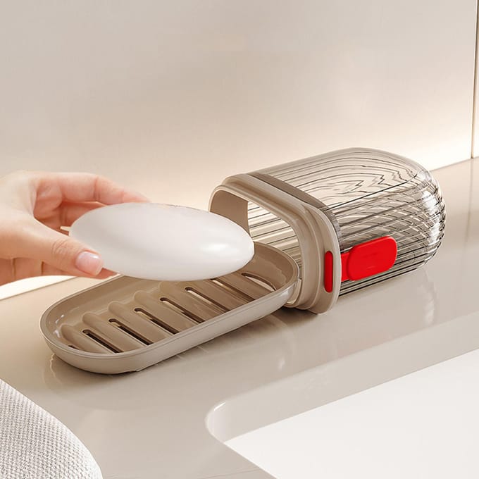 Zeepdoos Reizen Draagbaar Mini Zeepcontainer Afgesloten Draineerbare Zeepdoos met Deksel voor Reizen gray
