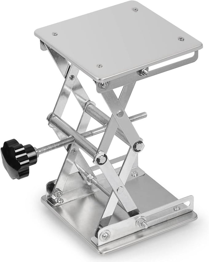 Schaarlift - Heftafel Laboratorium - Objecten Precisie Plaatsen - Roestvrij Staal Constructie - 150x150mm 75-260mm - Zilver