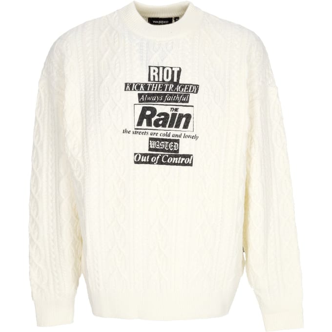 Heren regen kabel trui Crewneck Off White