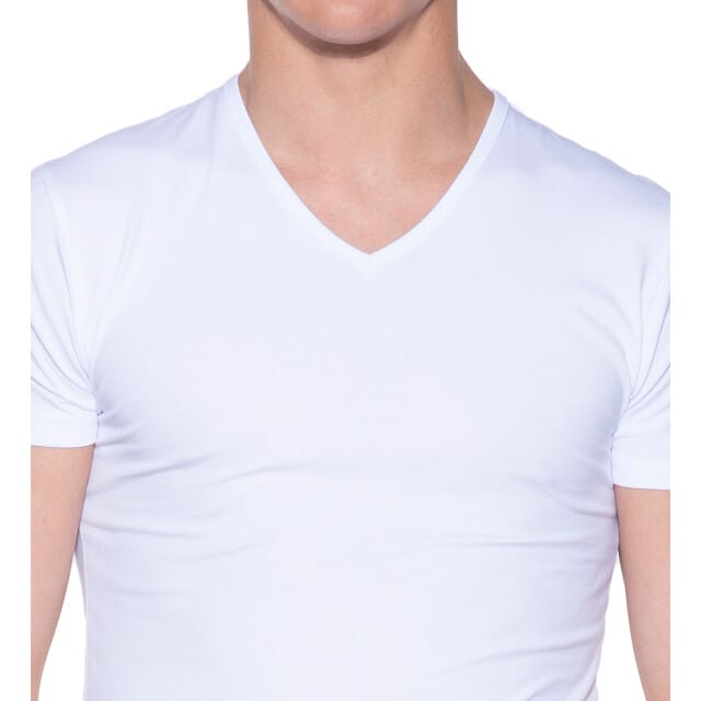 Slater 6600 - Stretch 2-pack T-shirt V-hals korte mouw wit L 95% organisch katoen 5% elastan