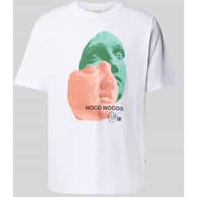 T-shirt met motief- en labelprint, model 'Bobby'