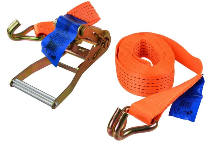GEKO Ratelspanband met J-haken - 6 m - 5000 kg - Polyester - 50 mm breed